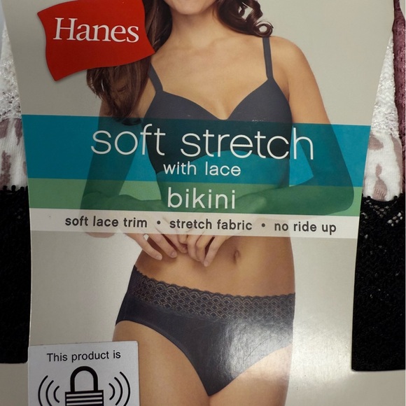 Hanes Women’s XL/8 Bikini Panties Stretch with Lace Underwear 4 Pair (2 -2 Pks) - Picture 4 of 6